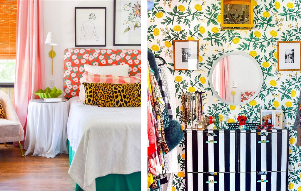 House Tour: Ariel’s bold retro home - bedroom and dressing room.Photo credit PMQforTWO