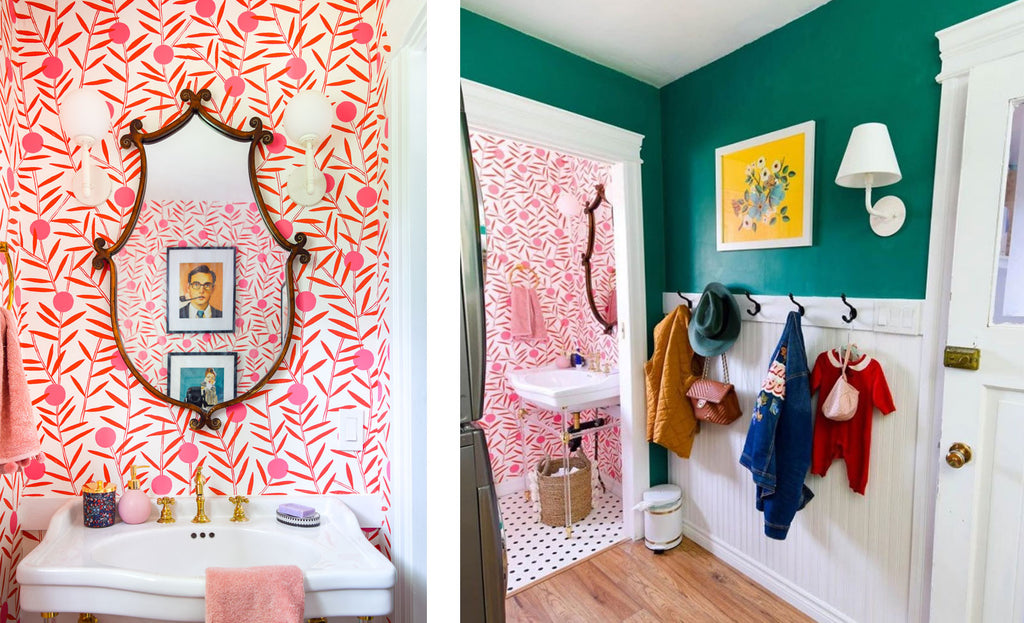 House Tour: Ariel’s bold retro home - cloakroom. Photo credit PMQforTWO