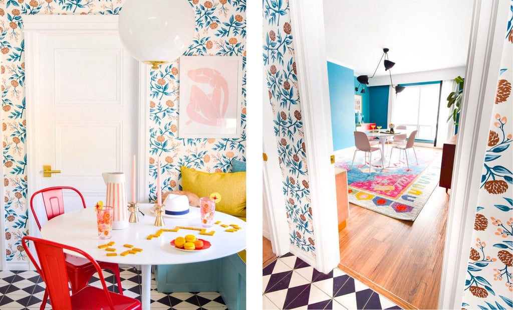 House Tour: Ariel’s bold retro home - Kitchen corner and hall.  Photo credit PMQforTWO