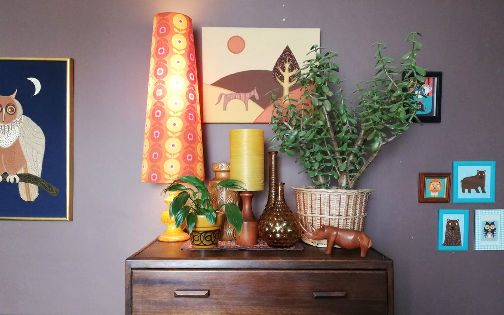 Polly's House - Living Room Detail - West german pottery, lamps and paintings | The Inkabilly Blog