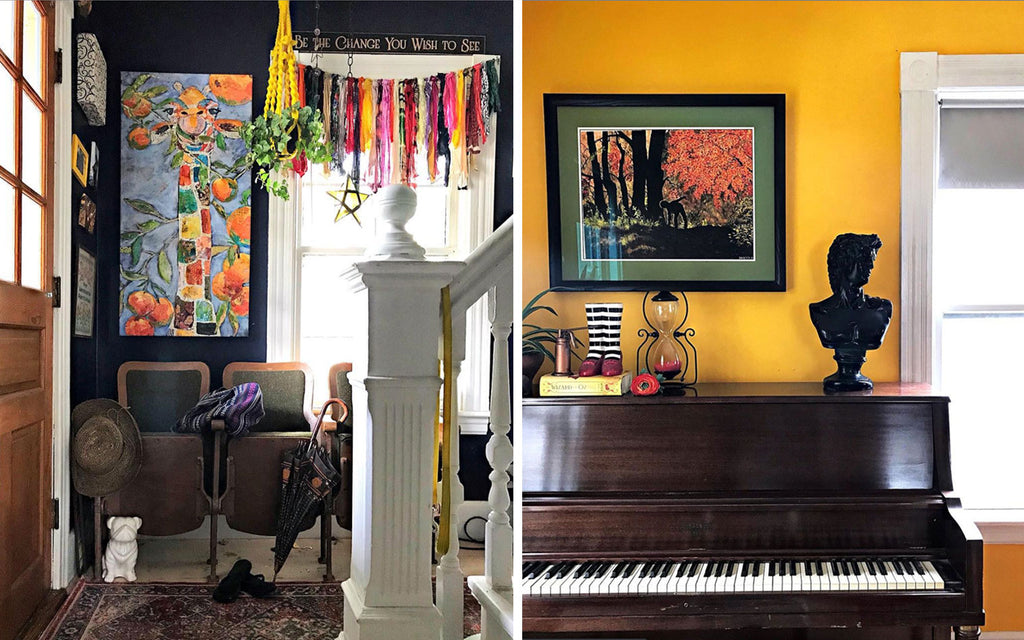 House Tour: Ryann’s Mid Century Home - hallway and piano