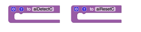 Two empty function blocks labelled 'aiDetectC' and 'aiResetC'