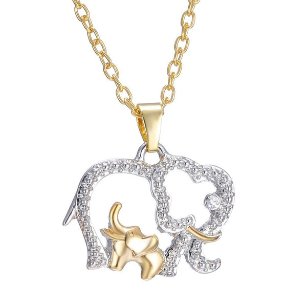 mama and baby elephant necklace