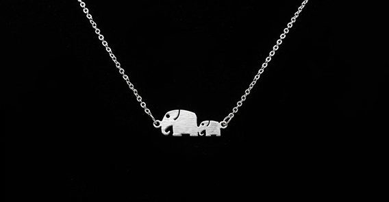 mama and baby elephant necklace