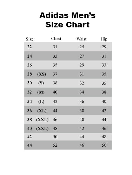 adidas mens underwear size chart