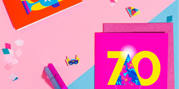 colourful 70th birthday card designed by alphablots