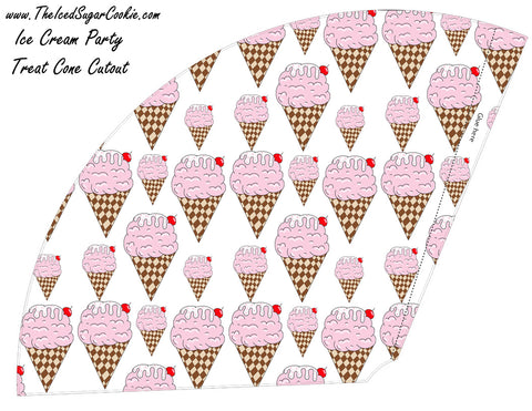 Ice Cream Birthday Party Free Printable Template Pattern Cutout Cone Food Holder Birthday Hat by The Iced Sugar Cookie