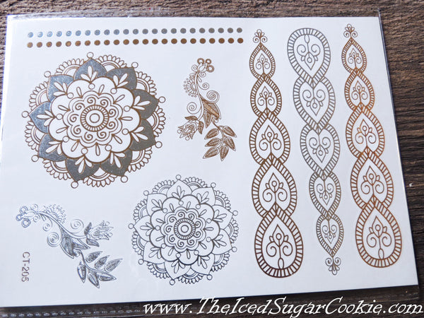 Metallic Flash Tattoo Temporary Stickers Boho Bohemian The Iced Sugar Cookie