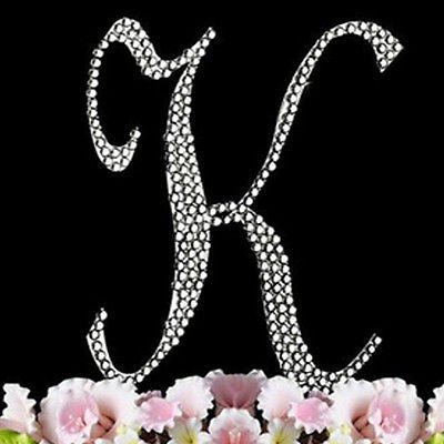 Silver Letter Initial C Birthday Crystal Rhinestone Cake Topper C Party Monogram 