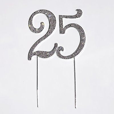 5" Crystal Rhinestone Number 55 Silver Cake Topper Top 55th Birthday Party 