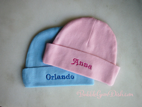 embroidered baby hats