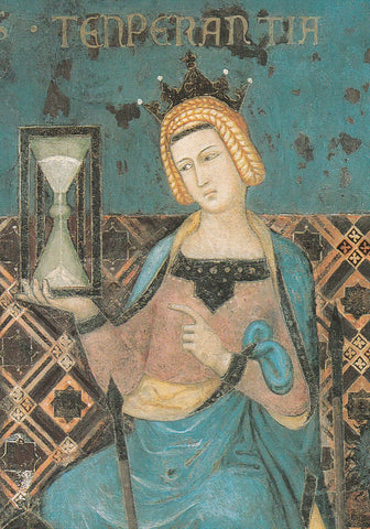Temperance bearing an hourglass; detail Lorenzetti's Allegory of Good Government, 1338