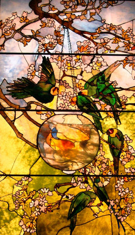 Parakeets and Goldfish Bowl by Louis Comfort Tiffany, 1893