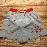 Monogrammed crab swim trunks boys