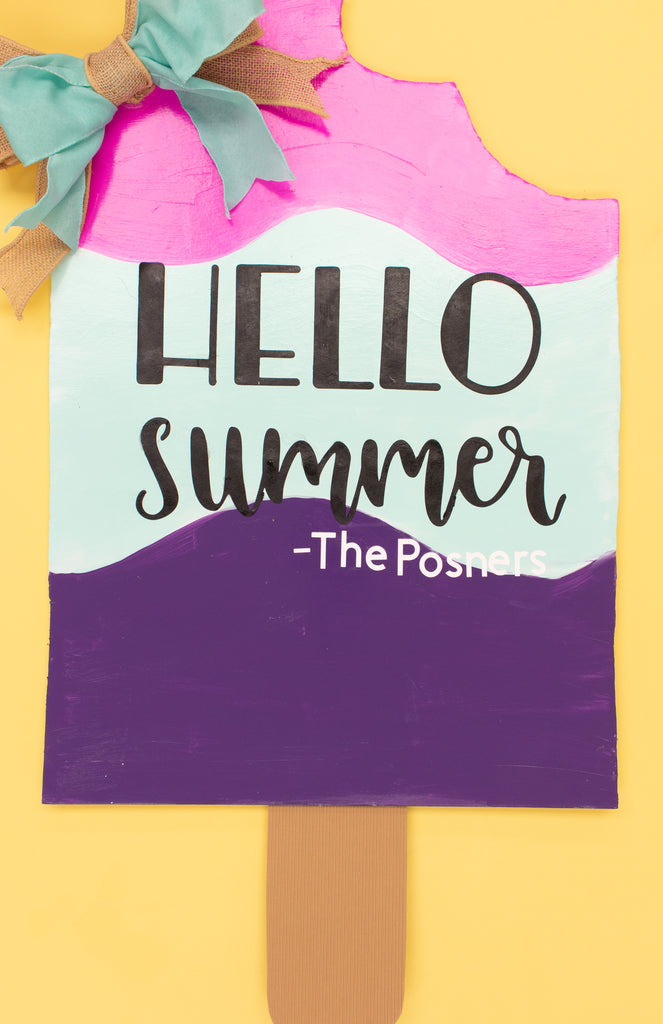 DIY Hello Summer Popsicle Front Door Sign