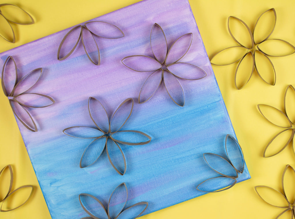 DIY Craft Tube Flower Canvas with Crayola