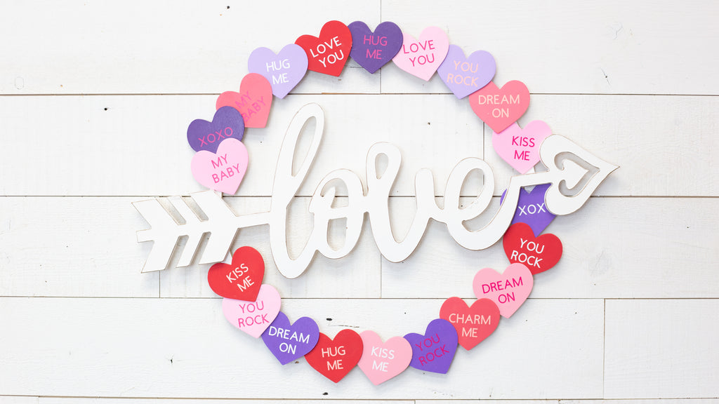 DIY Conversation Heart Wreath