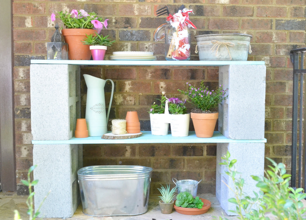 DIY Cinder Block Shelf