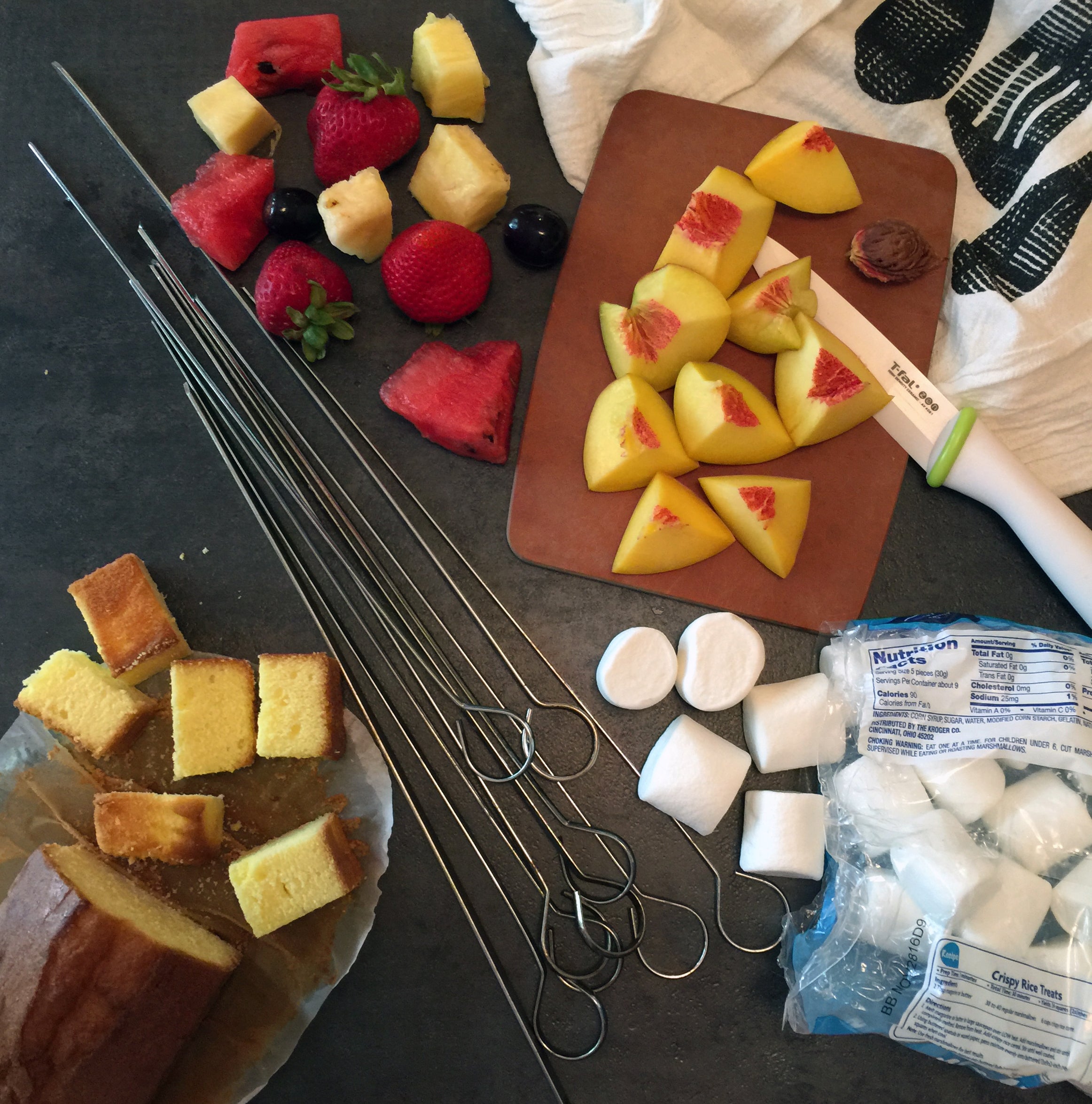 Fruit kebab ingredients to entertain kids