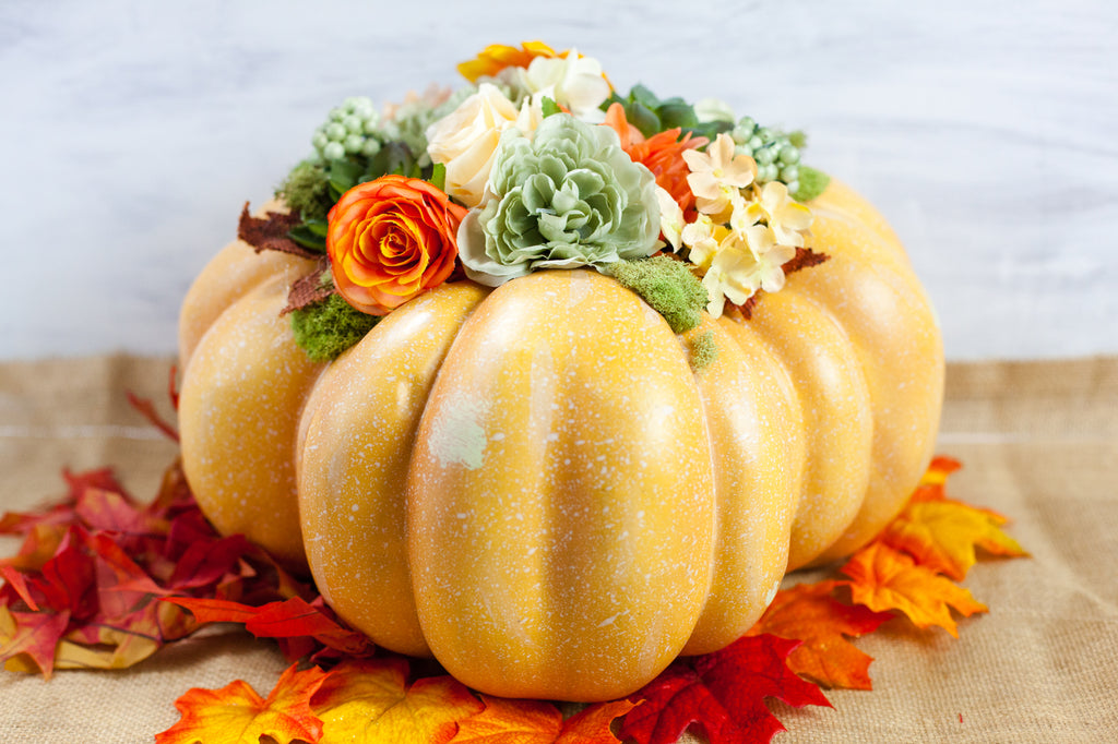 Faux Floral Pumpkin