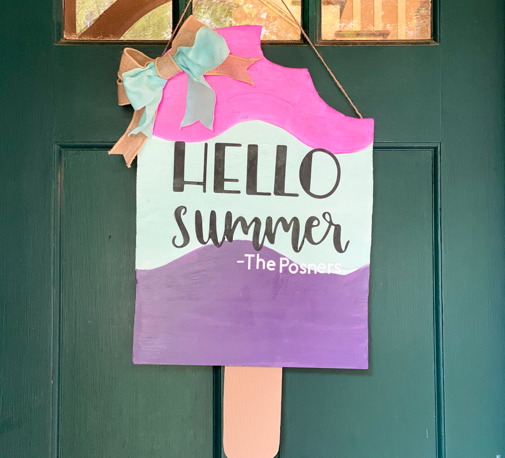 DIY Hello Summer Popsicle Front Door Hanger
