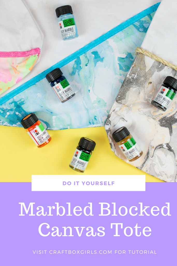 DIY Easy Marble Color Block Tote Bags