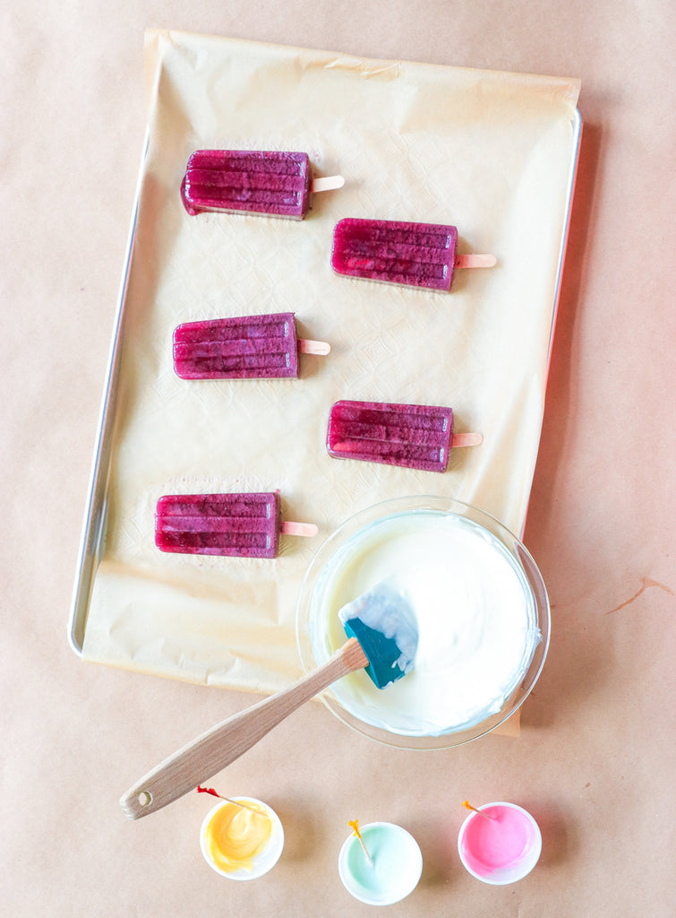 candied blueberry unicorn popsicles