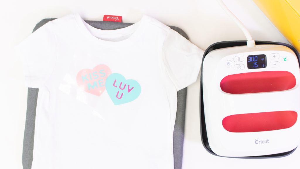 Cricut Iron-On Valentine's Day Conversation Heart Shirt