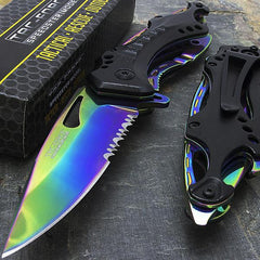 BEST OUTDOOR CAMPING KNIFE - TAC FORCE ASSISTED OPEN TACTICAL RAINBOW OUTDOOR FOLDING POCKET KNIFE TF-705RB