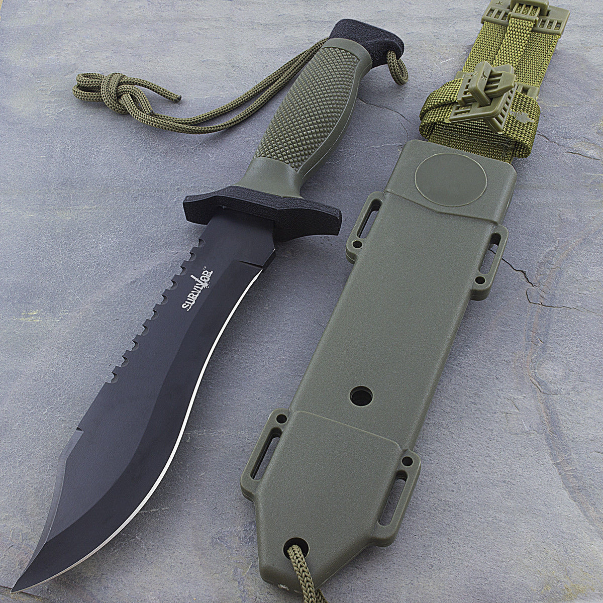 12" Survivor Military Bowie Fixed Blade Hunting Survival Knife HK6001