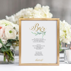 Printable Bar menu