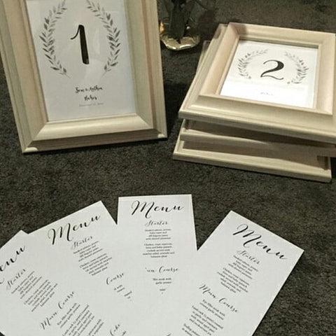 Rustic table numbers and menu - weddings