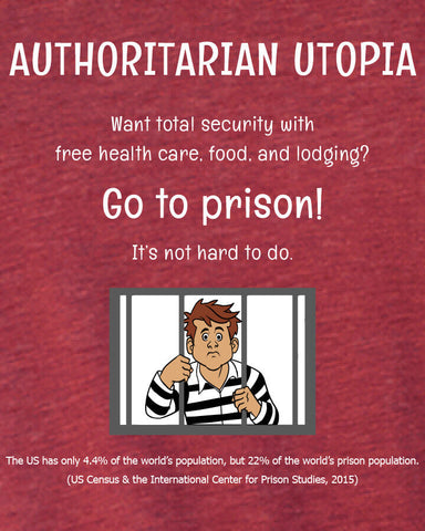 Authoritarian Utopia — libertarian t shirt opposing the police state