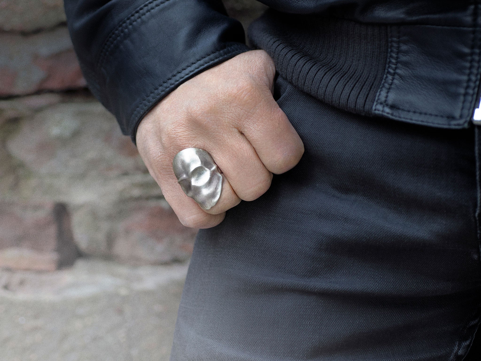 Snake Bones Phantom Skull Ring in Sterling Silver