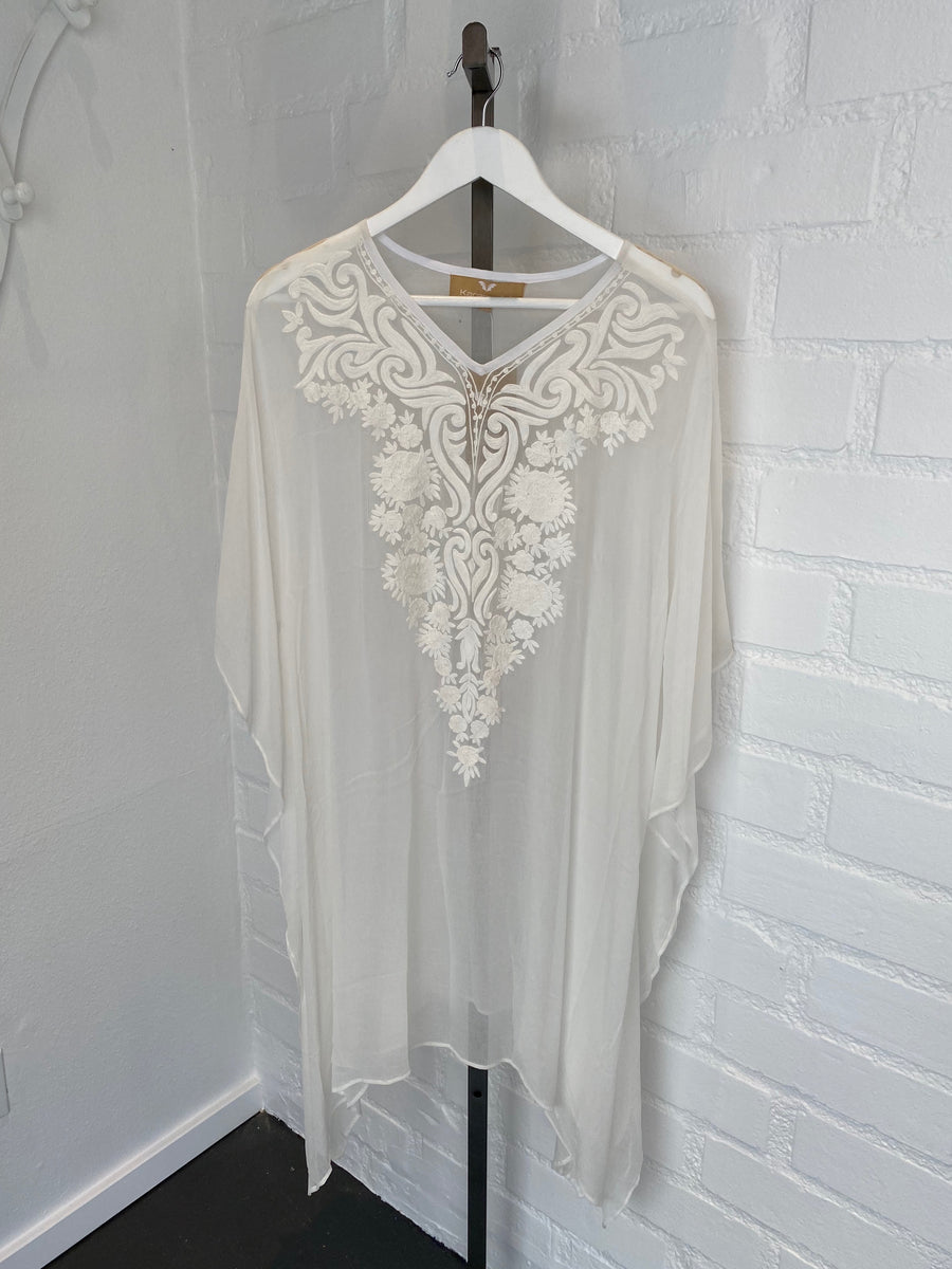 white embroidered cover up