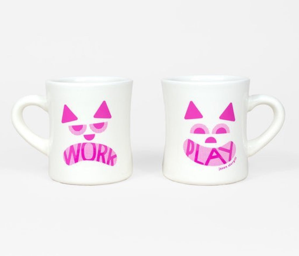 work play coffee mugs by Jason Sturgill