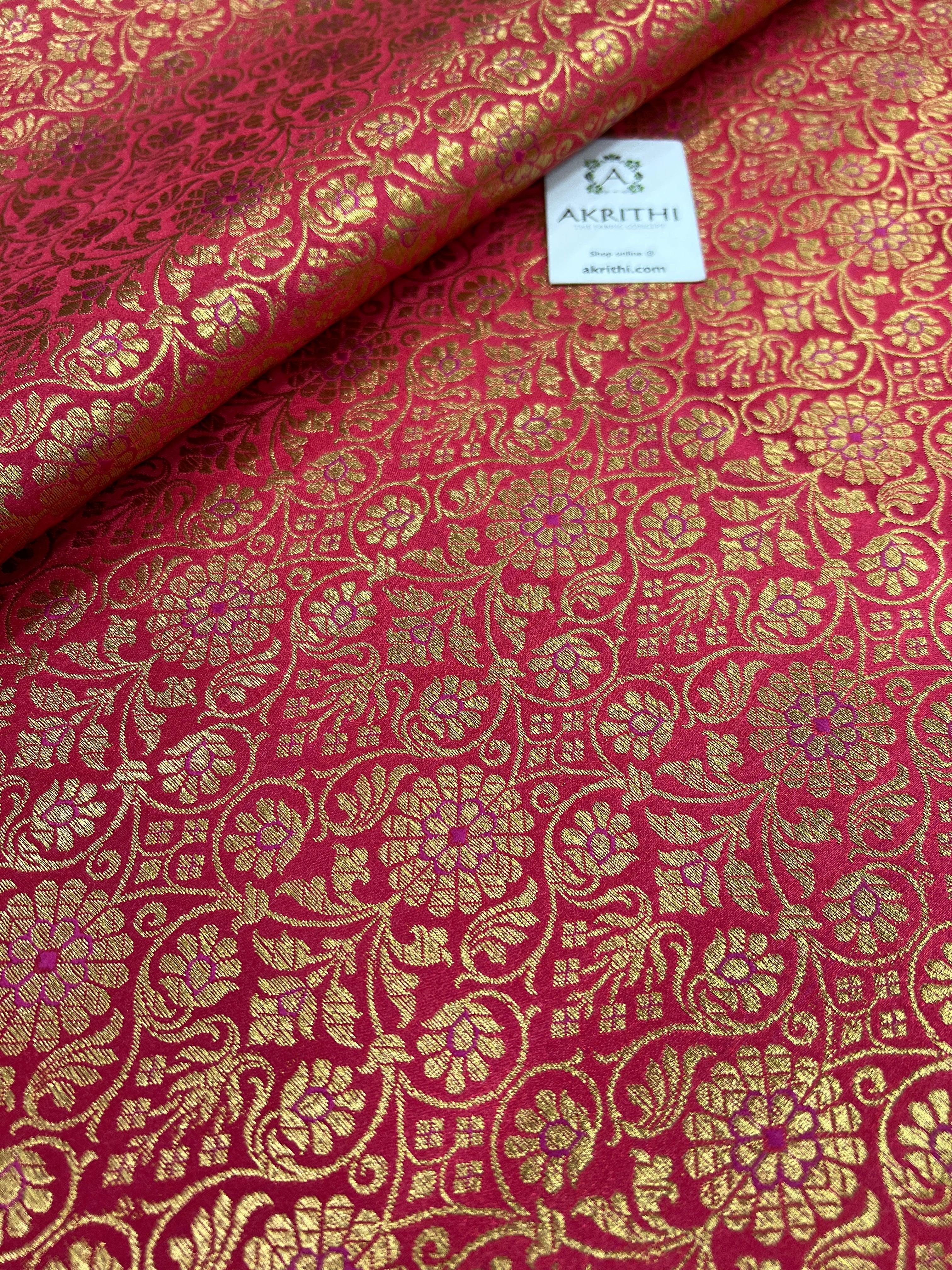 Floral Jacquard Indian Faux Silk Banarsi brocade Fabric 150 cm MA1241 -  Midland Textiles