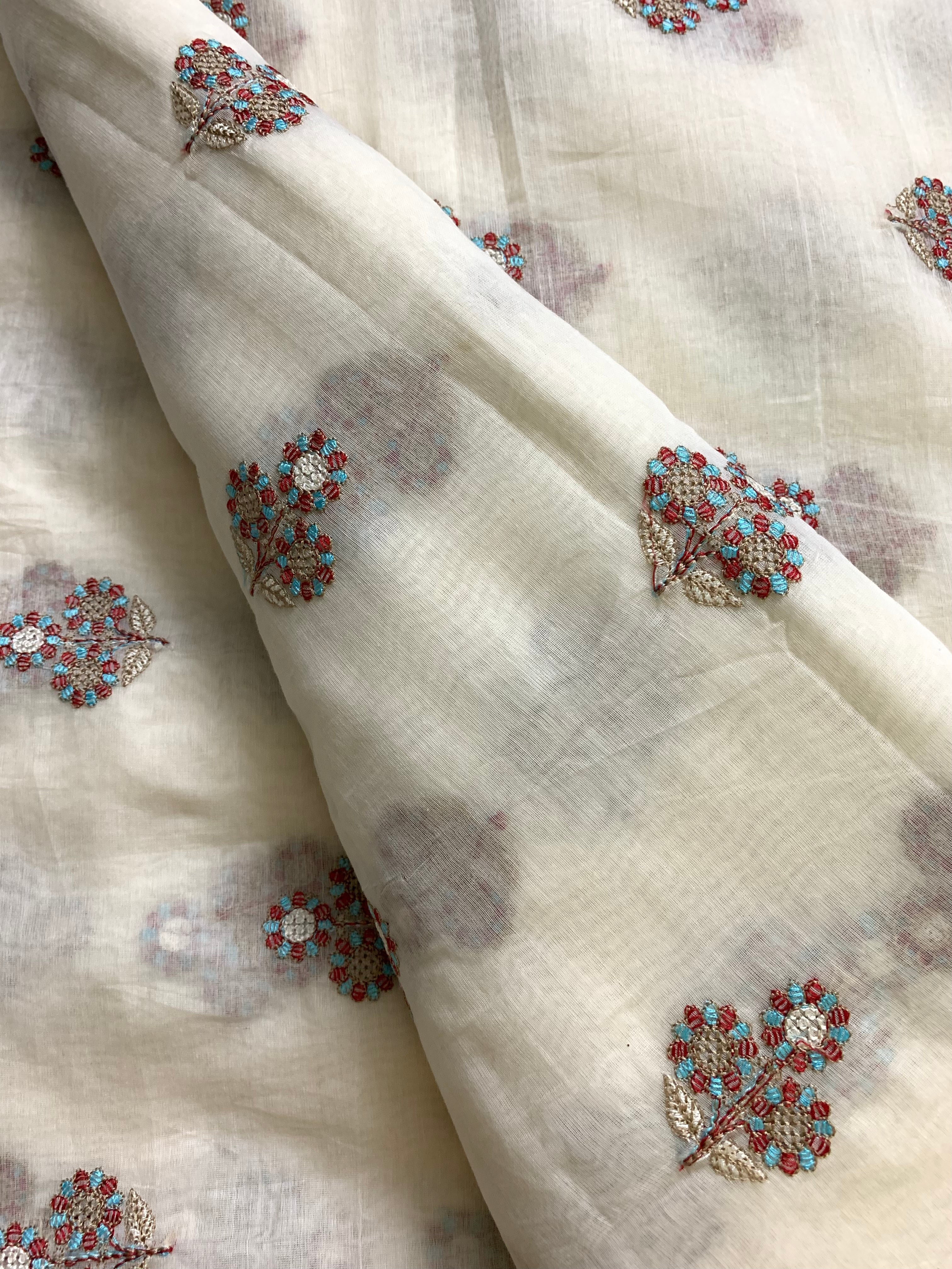 Silk Floral Embroidery Fabric at Rs 200/meter in Ahmedabad