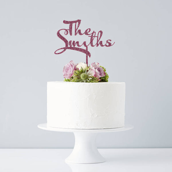 Personalised Calligraphy Surname Wedding Cake Topper 