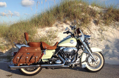 Leather Saddlebag on Harley Davidson Road King