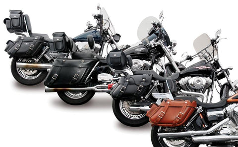 Leather motorcycle saddlebags display