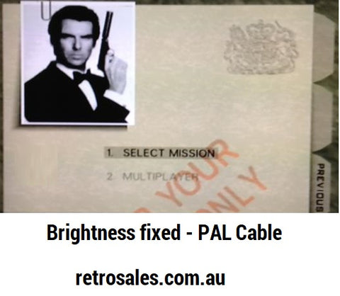 N64 pal cable brightness fix composite av cable goldeneye retrosales