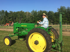 Debra on Tractor