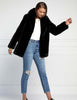 Minimalist Faux Fur Jacket - Black