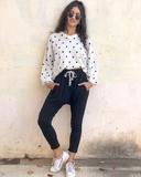 V Polka Dot Knit