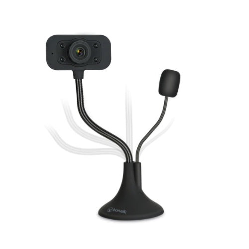 Bonelk 1080P FHD USB Desktop Webcam Flexible Neck w/ Inbuilt LED Lights For PC