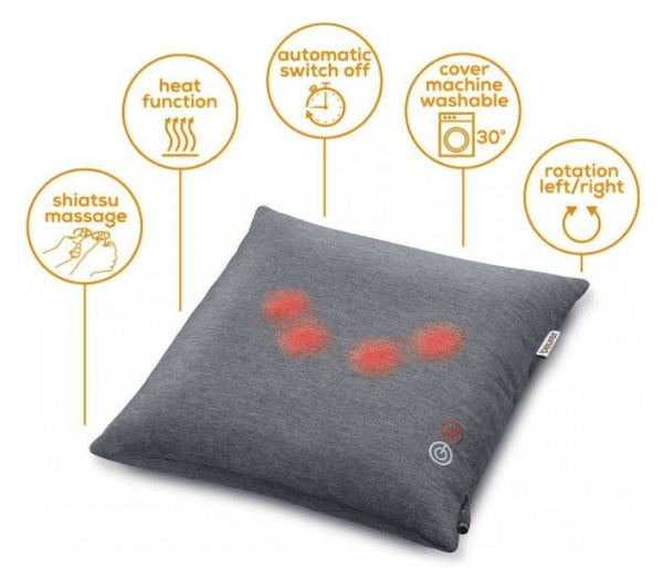 Beurer Shiatsu Massage Cushion Pillow Massager w/ Light & Heat Function- MG135