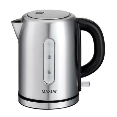 Maxim 1L 2200W Stainless Steel Small Cordless Kettle Electric Jug Water Boiler