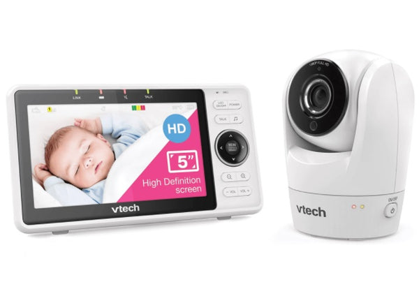 VTech 5" Smartphone/Tablet HD Baby Monitor w/Tilt/Pan Camera-Wi-Fi Remote Access