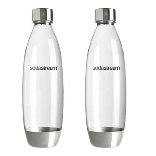 SodaStream 1L Carbonating Fuse Bottles Metal Set Of 2 In Package - Sydney Electronics